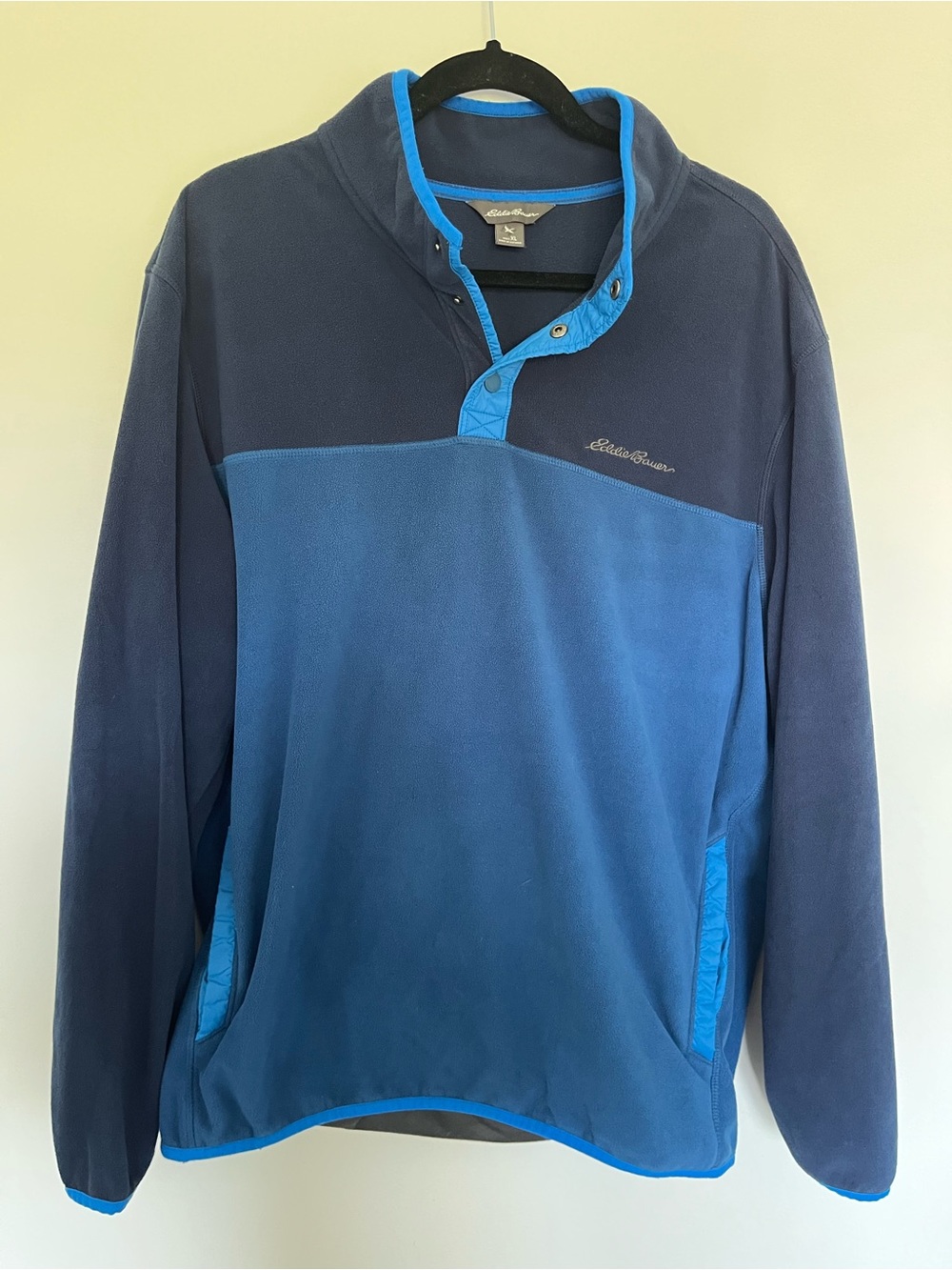 Eddie Bauer Two-Tone Navy and Bright Blue Fleece Pullover